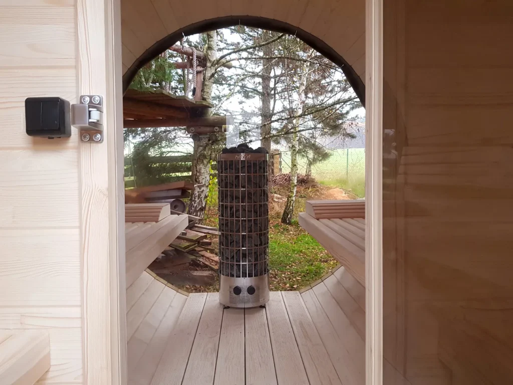 Sauna ogrodowa biberhaus fińska sucha mokra sauny ogrodowe zewnętrzne do ogrodu piec z piecem elektrycznym na drewno harvia huum drewniana biberhaus 4535