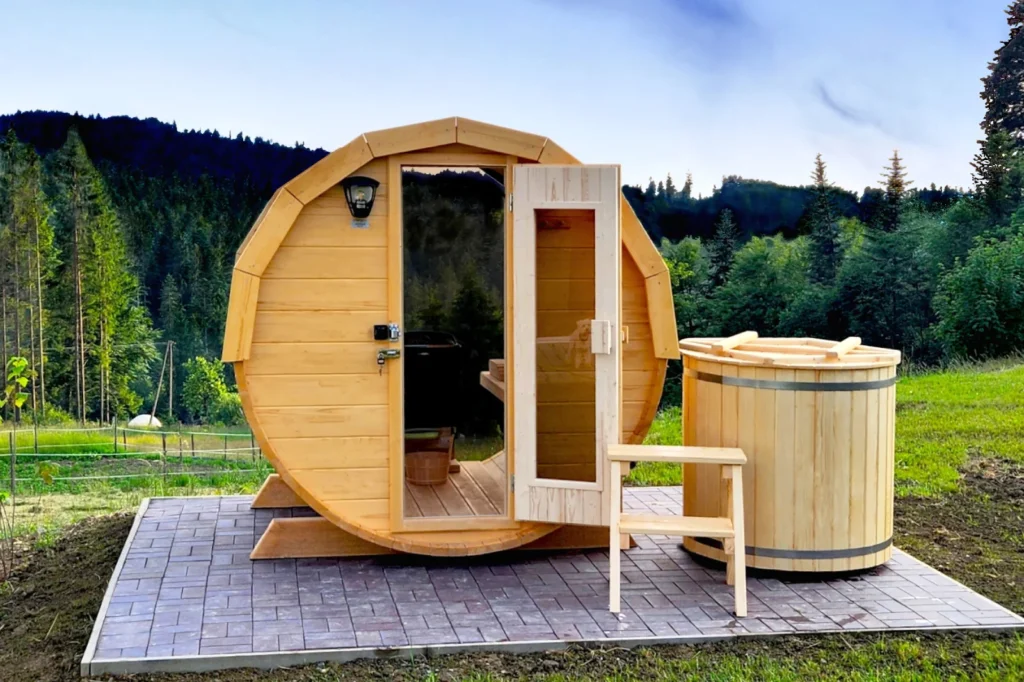 Sauna ogrodowa 200 biberhaus fińska sucha mokra sauny ogrodowe zewnętrzne do ogrodu piec z piecem elektrycznym na drewno harvia huum drewniana biberhaus.com 12qwd