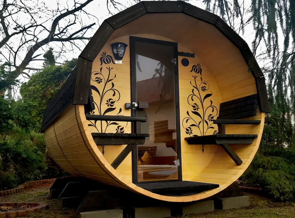 Sauna ogrodowa biberhaus fińska sucha mokra sauny ogrodowe zewnętrzne do ogrodu piec z piecem elektrycznym na drewno harvia huum drewniana biberhaus.com 3