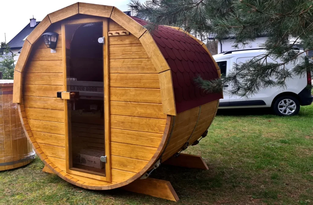 Sauna ogrodowa biberhaus fińska sucha mokra sauny ogrodowe zewnętrzne do ogrodu piec z piecem elektrycznym na drewno harvia huum drewniana biberhaus.com 3242