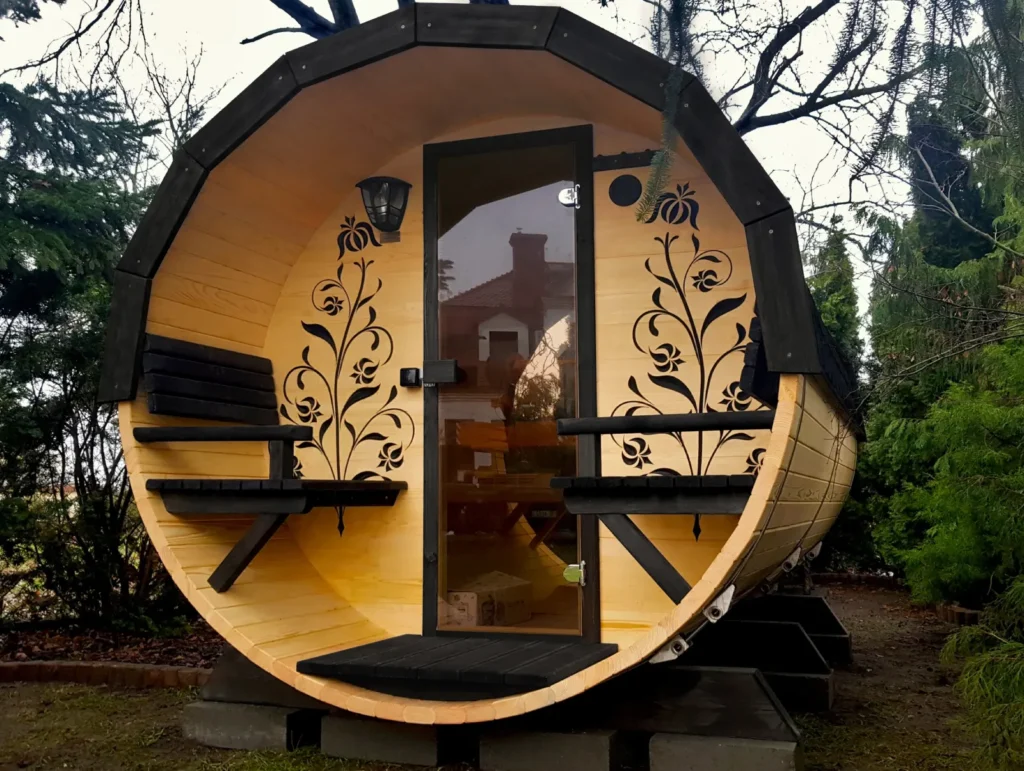 Sauna ogrodowa biberhaus fińska sucha mokra sauny ogrodowe zewnętrzne do ogrodu piec z piecem elektrycznym na drewno harvia huum drewniana biberhaus.com 34